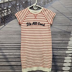 GAP "It's All Good" White Red Stripe Short Sleeve Cotton Sweatshirt Dress XL 12
